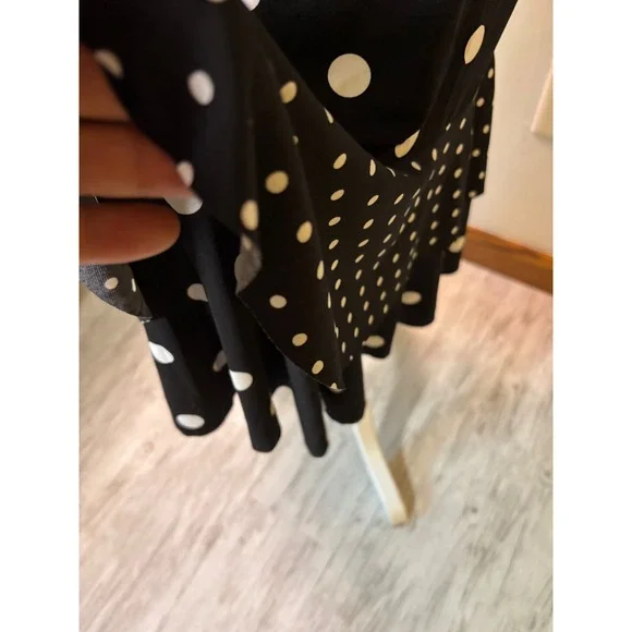 Designer Vintage 8 Black Polka Dot Dress Sleeveless Ruffle Frank Lyman dress - Picture 7 of 10